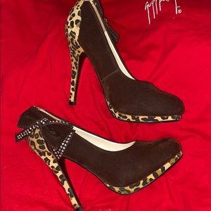 fabulous suede brown cheetah print high heels